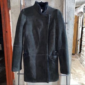Gianfranco Ferre Black Shearling Leather Coat